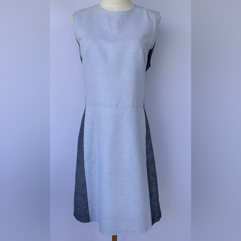 GAP Women’s Linen Blend Two-Tone Color Block Sheath Dress Sleeveless Size 10